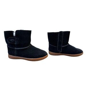 UGG AUSTRALIA Keelan Boots Kids 8 EU 25 Black Suede & Sheepskin Booties